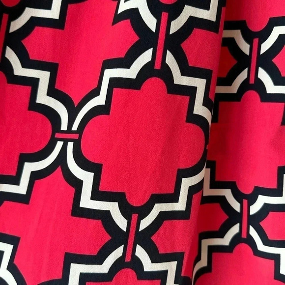 Crown & Ivy Geo Print Fuchsia White Navy Halter Tie Dress - Picture 8 of 8